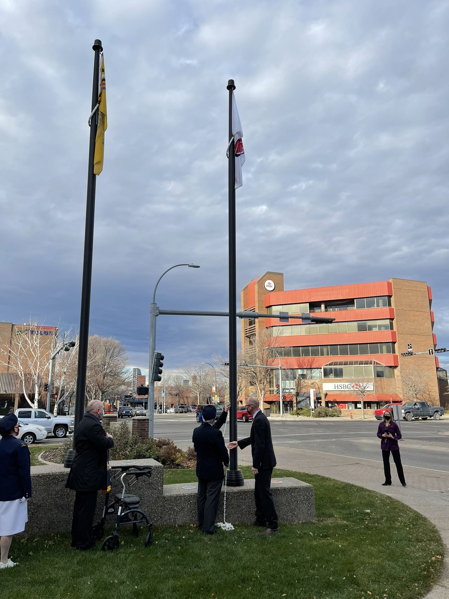 Honoured to attend today’s Poppy Flag raising ceremony. Be sure to pick up your poppy before Remembrance Day. #yql #lethbridge