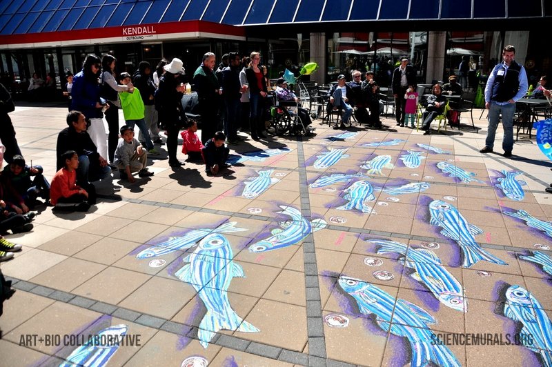 ArtBioCollab's tweet image. A Zebrafish #ScienceMural! —Sharing and discussing   research on zebrafish with the public during the 2016 Cambridge Science Festival. 🙌🏾#TBT to communicating science via our #PublicArt and #ScienceMurals. #ArtScience #SciComm
