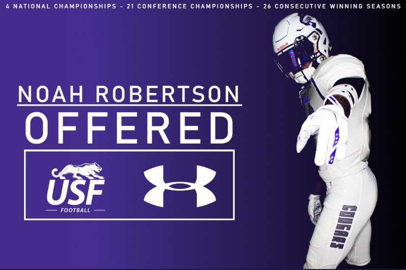 Very excited to receive an official offer from USF! #GoCoo @CoachLevi_