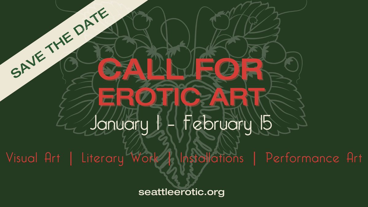 seattle_erotic's tweet photo. Mark your calendars, artists. The #SEAF2022 call for art opens January 1 and closes February 15. We can't wait to see what you have to share. Sign up for our newsletter  to receive reminders and other news. https://t.co/kZ2S8mTCVn https://t.co/fHKxhdl9wM