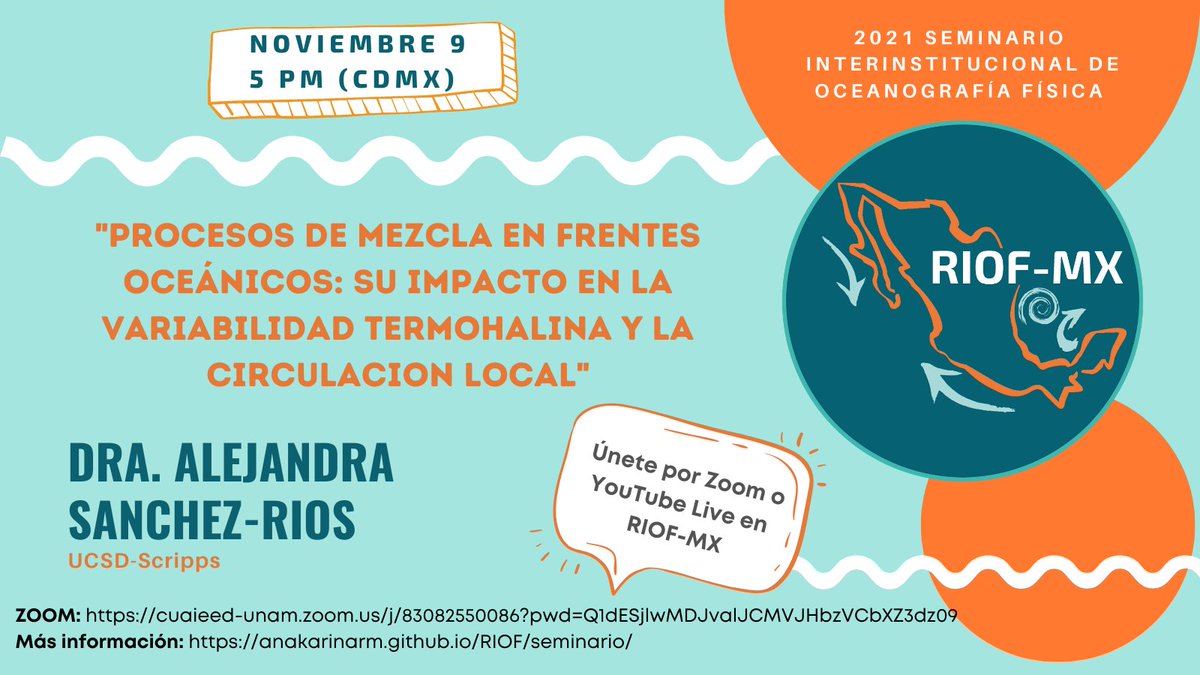 🌊📢 ¡Mezcla, frentes y diversidad! 🌊 No se pierdan el seminario #RIOF a cargo de <a href="/Ales42/">Ale Sanchez-Rios (she/hers)</a> este martes 9 de noviembre a las 5 pm. Más info aquí 👉anakarinarm.github.io/RIOF/2021-11-0…