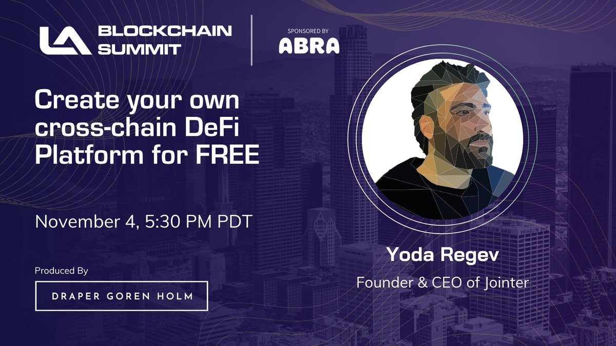 LABlockchainSmt's tweet photo. Up next we have Yoda Regev of @AtomDeFi discussing Create your own cross-chain DeFi Platform for FREE

🎟️ Join for free LIVE https://t.co/yk1r25fzsR https://t.co/FGXb1IsyFu