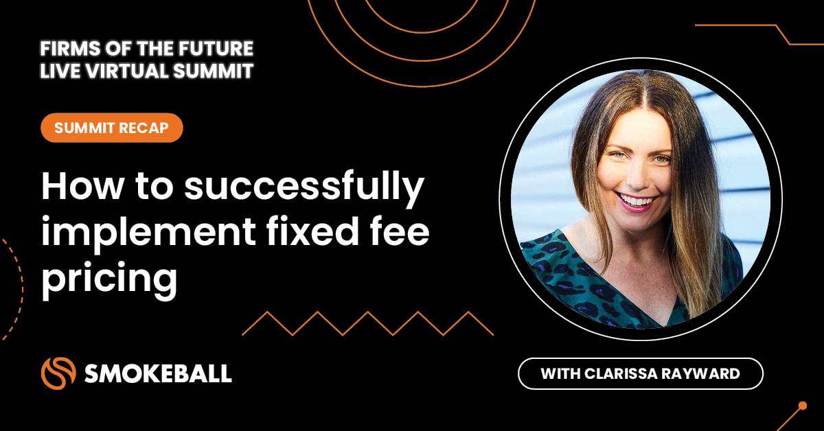 Smokeball_AU's tweet image. Are you looking to toss away those timesheets? Our latest #blog article highlights Clarissa&apos;s Raywards top 8 tips on how you can seamlessly implement fixed-fee pricing for your small law firm. 

Learn how: bit.ly/3CNNoTU

#lawyer #summitrecap #legaltech #virtualsummit