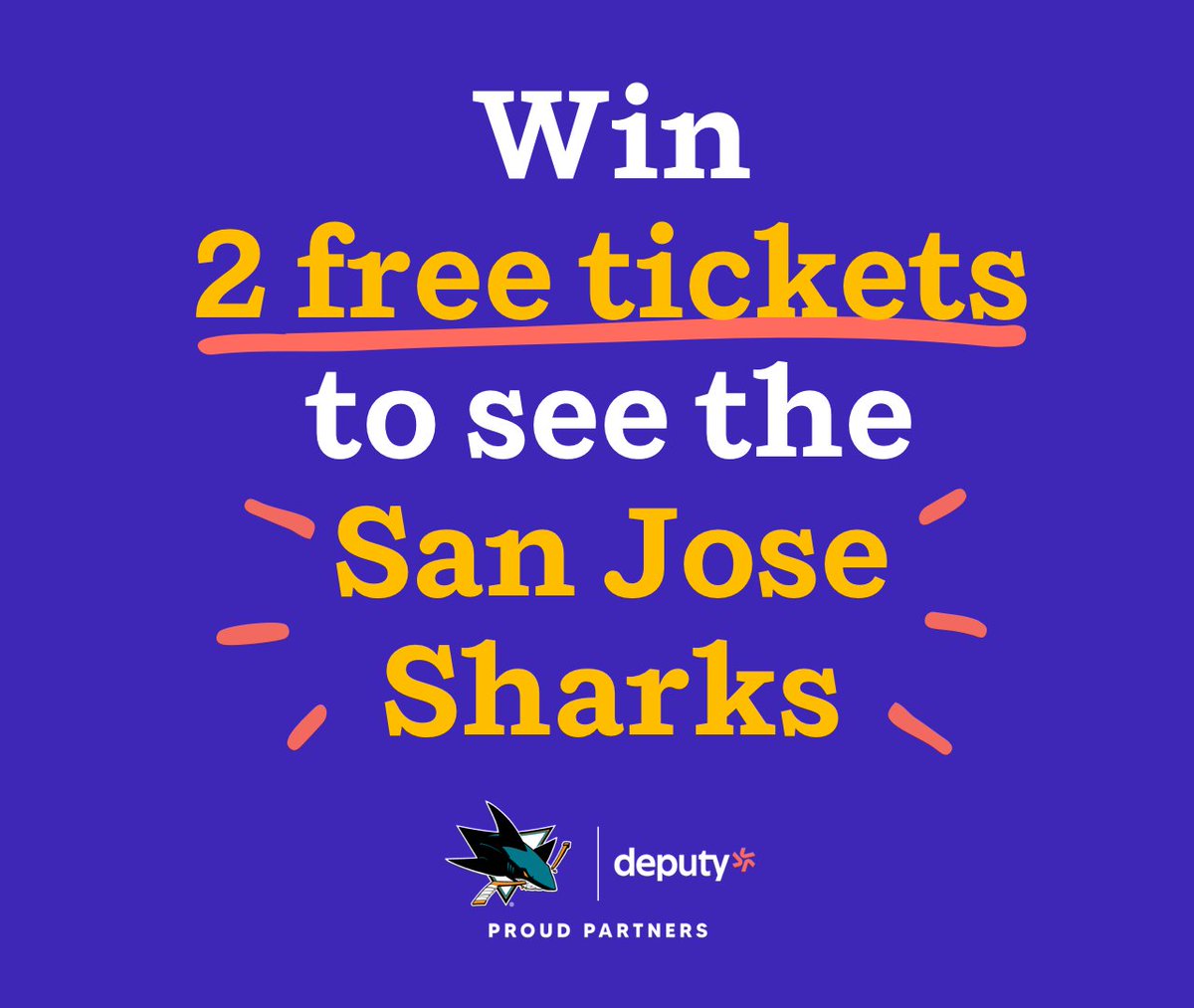 deputyapp's tweet photo. Hey, Bay Area. Letโs see shifts turn into goals, LIVE! ๐ Enter for a chance to see the ๐ฆ @SanJoseSharks ๐ฆ match up against the Hurricanes on November 22 at 7:30 pm. To submit and view terms & conditions, click here: https://t.co/elvkXHHba7 #ownyourshift #PartnerwithDeputy https://t.co/BQyHoVcdKZ