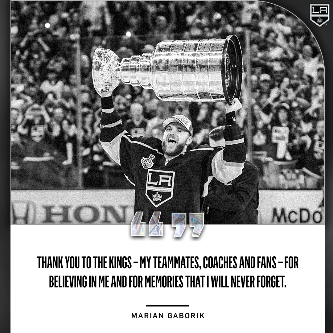 The LA Kings recognize and appreciate Marian Gaborik's incredible contributions to the game of hockey and we are forever grateful to him for his Stanley Cup winning accomplishments as a member of the Kings family! Congrats on your retirement!