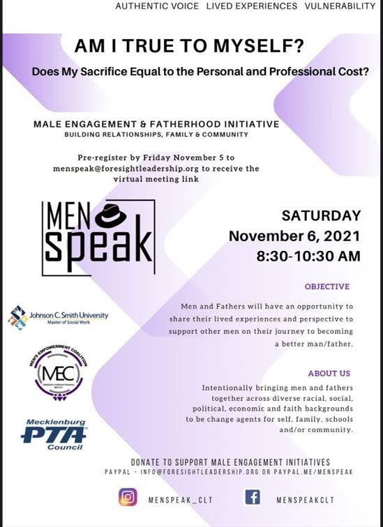 Shoutout to MenSpeak! Looking forward to attending their virtual event this Saturday @ 8:30. #menspeak #FatherHood