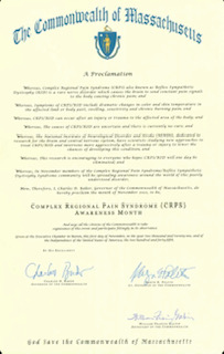 Thank you <a href="/MassGovernor/">Governor Maura Healey</a> for granting a proclamation naming the month of November 2021 Complex Regional Pain Syndrome (CRPS) Awareness Month!
colortheworldorange.com
#CRPSORANGEDAY