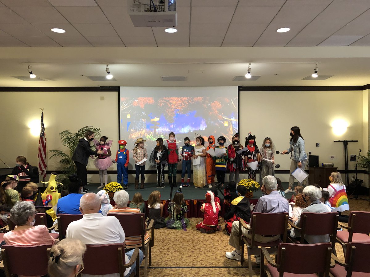 Last week, third-grade students from the Kiwanis Terrific Kids Club at Falls-Lenox took a field trip to the Renaissance Assisted Living Center. Students put on a costume parade, told Halloween jokes, recited festive poems and exchanged treats with residents. #TheBulldogWay