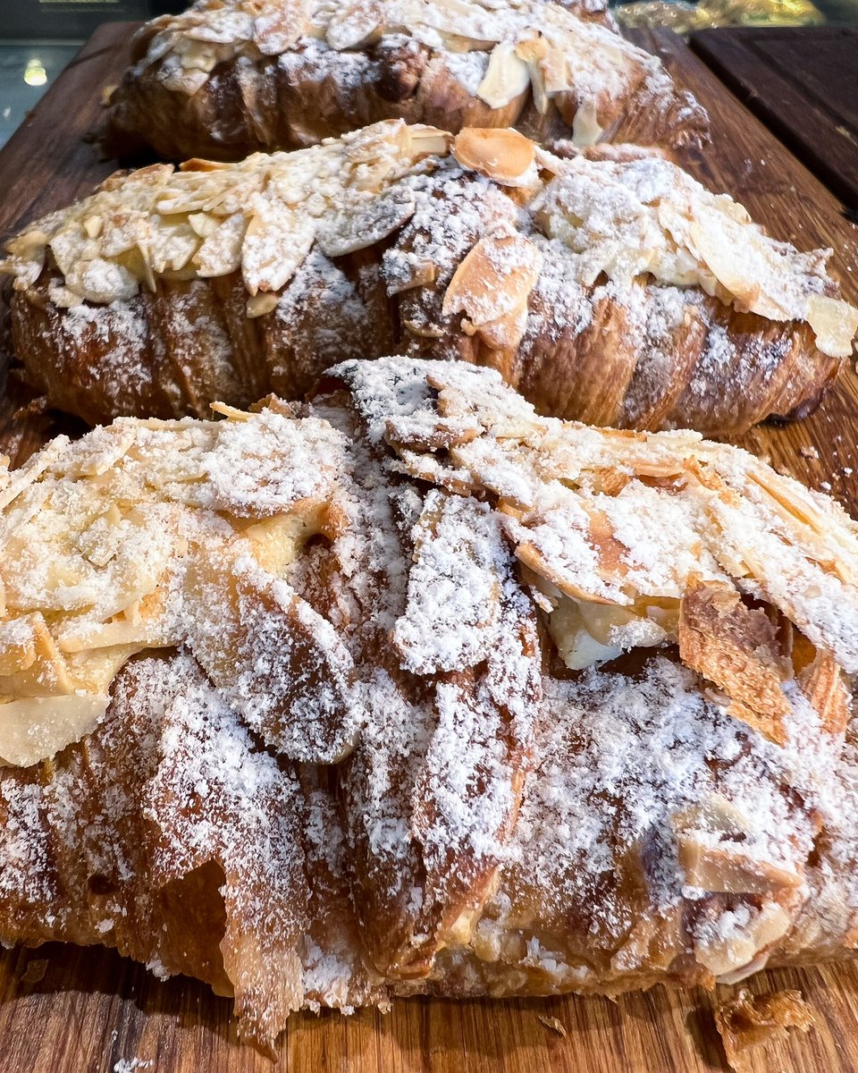 Our almond croissants are back!!! #almondcroissant #croissant #croissants #bakery #bake #cafe #torontocafe #torontobakery