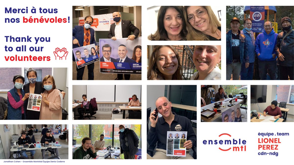 lionelperez's tweet photo. We could never do what we do as candidates without our dedicated #volunteers.  🙏 #ThankYou all for believing in us and joining us for the journey, for a better #CDNNDG. 

#ensemblecdnndg #polmtl https://t.co/VWhYunFor3