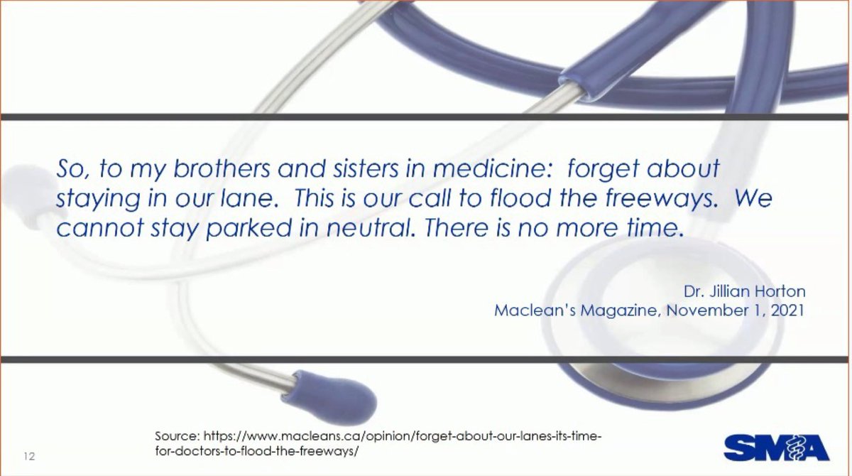 hinz_tamara's tweet photo. Grateful to have the president of @SMA_docs present to the #PhysicianTownHall tonight and share this quote from @JillianHortonMD.

So glad to hear from Dr. Strydom and @drsusanshaw about this topic; advocacy is a core role of physicians’ duties. https://t.co/u0iXj6okpH