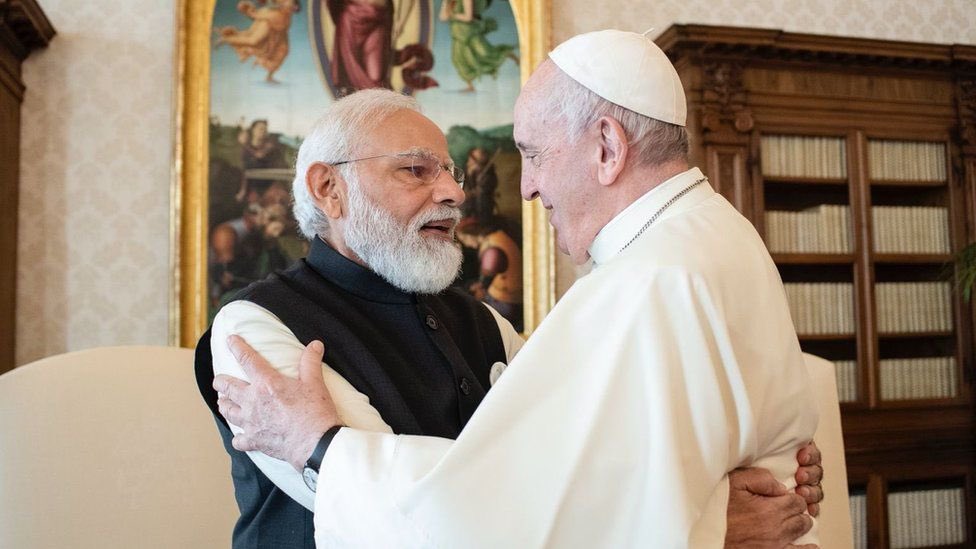 cjwerleman's tweet photo. I can’t get over this photo - the Pope hugging the leader of an anti-Christian terrorist organization! https://t.co/WfV5l1D8oU