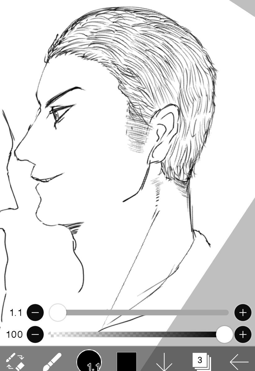 短髪過ぎて描き慣れない 