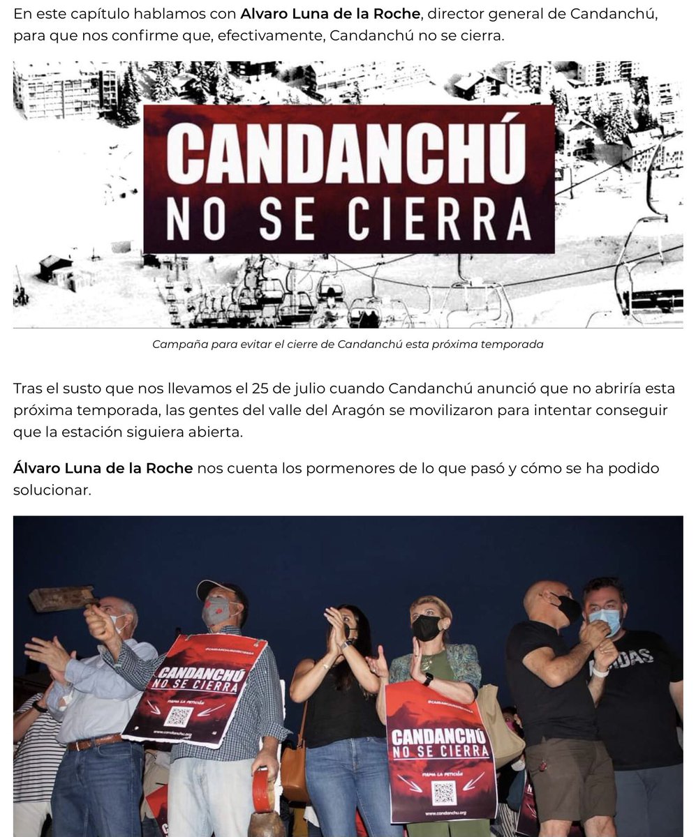 hablamosdeesqui's tweet photo. EMPEZAMOS. Hablamos con Alvaro Luna de la Roche, director de @InfoCandanchu, para que nos confirme que no se cierra. Nos cuenta los pormenores de lo que pasó y cómo se ha podido solucionar. También cómo se presenta la nueva temporada, con la oferta conjunta con Astún llamada 100K https://t.co/x7c1I4sKwt