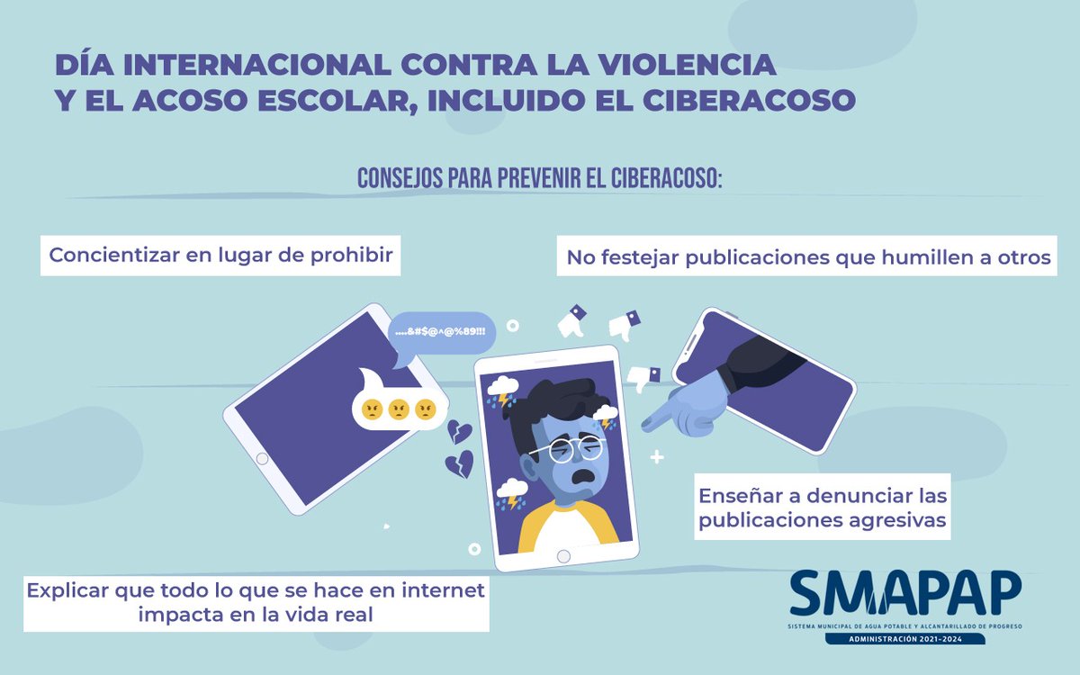 SMAPAP2021's tweet photo. Sabias que es un delito #intimidar, #insultar y #acosar por redes sociales⁉️

Si conoces a alguien que lo haga Denúncialo!!! 

Es muy importante mantener seguros y vigilados los espacios cibernéticos que utilizan nuestros hij@s!!

#NoAlAcosoEscolar #NoalaViolencia 🚫 https://t.co/UtdXedWfjc