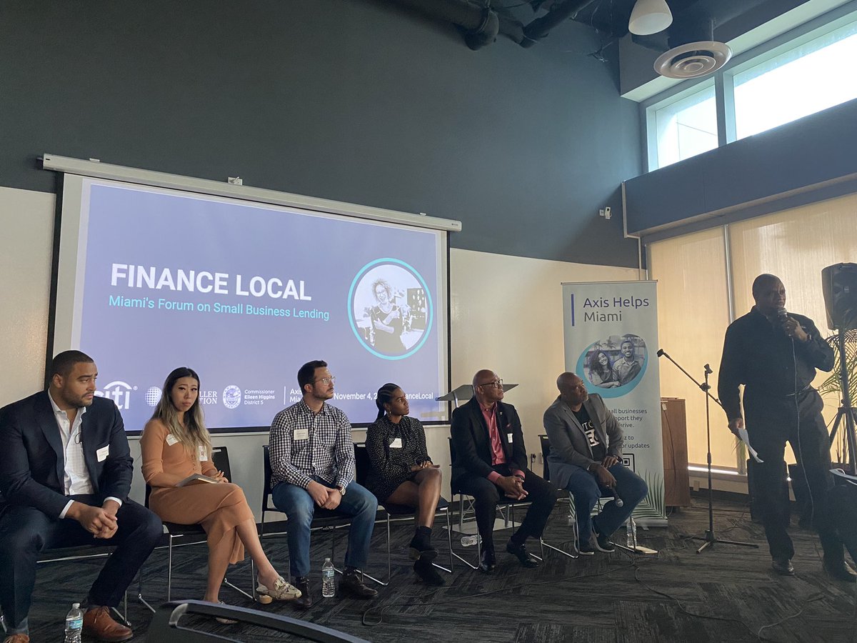 AxisHelps's tweet photo. ✅ More digital coaching for small businesses.
✅ An office of Small business advocacy.
✅ A center that handles accounting and backend business services.
Our participants are pitching ideas to help #SmallBusiness thrive in @MiamiDadeCounty 💪🏽 #FinanceLocal https://t.co/FI3ZD5dJpf