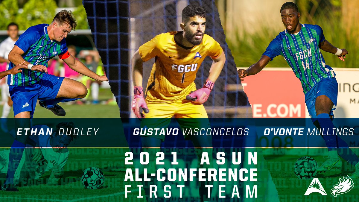 FGCU_MSoccer's tweet photo. What a trio to be honored on the @ASUNSoccer First Team including O'Vonte Mullings earning First Team recognition for the 4th straight season!
📰 - https://t.co/wRxt8QC7gB
#WingsUp 🤙🦅⚽ https://t.co/v5fiu6EEb8
