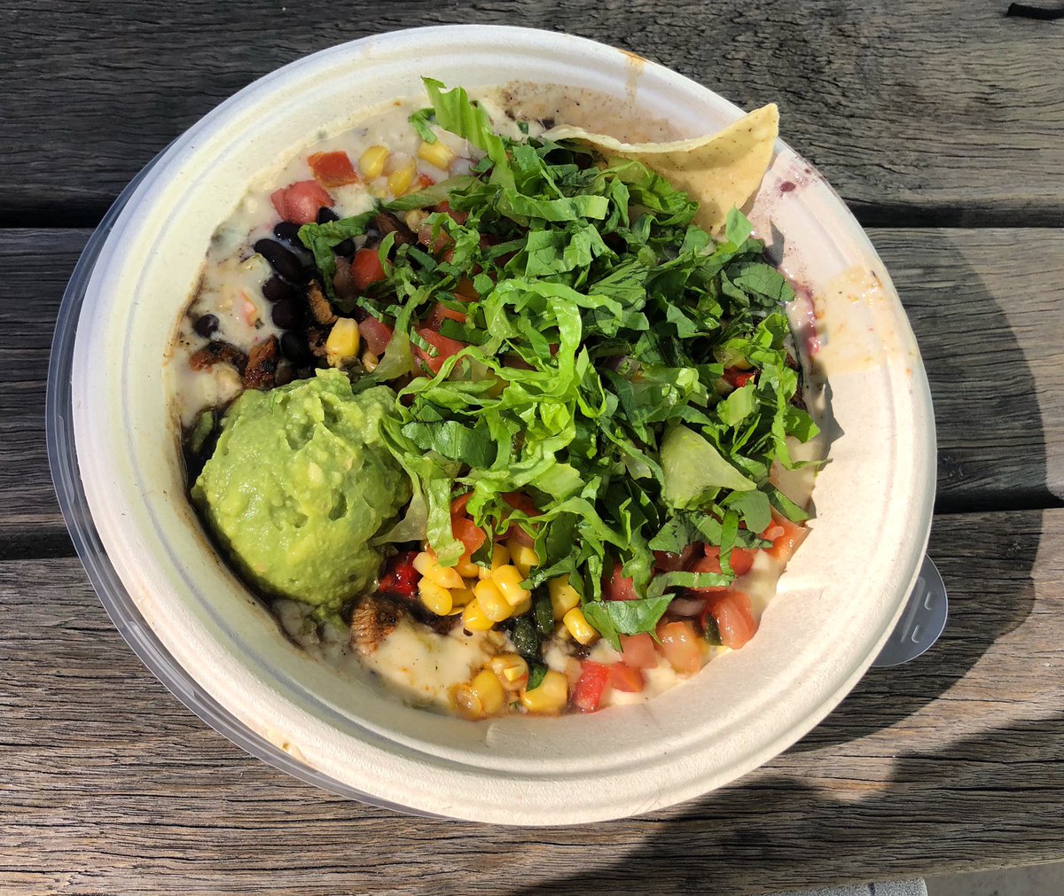 Queso, who is soaking up this nice weather and having lunch outside today!? ☀️ 🌯 #qdoba #minesdining #cheesy #lunchtime #coloradoschoolofmines