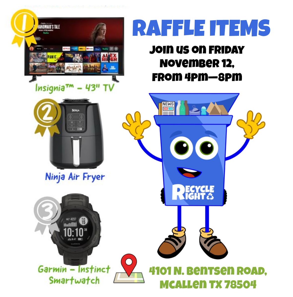 To participate in this raffle all you have to do is come to our Texas Recycles Day event happening on Friday, November 12, 2021!♻♻ #Event #Free #Raffle #Fun