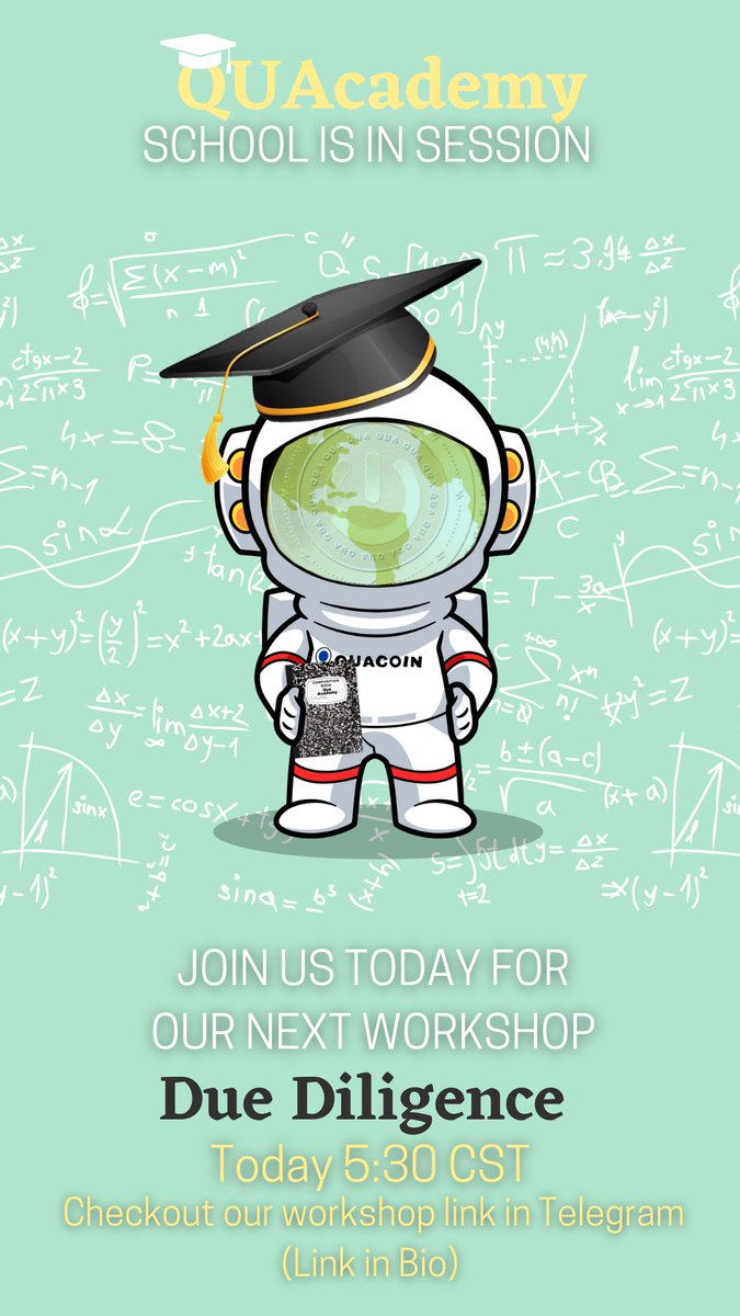 quacoins's tweet photo. QUAcademy: School is in session  ✏️ 📖 

Make sure to tune in for our first workshop today at 5:30pm CST! 

Due Diligence For Early Investors!

Visit https://t.co/6BZdjTZn0P for the workshop link. 

#cryptocurrency #education #investing https://t.co/M71B6ifCBC