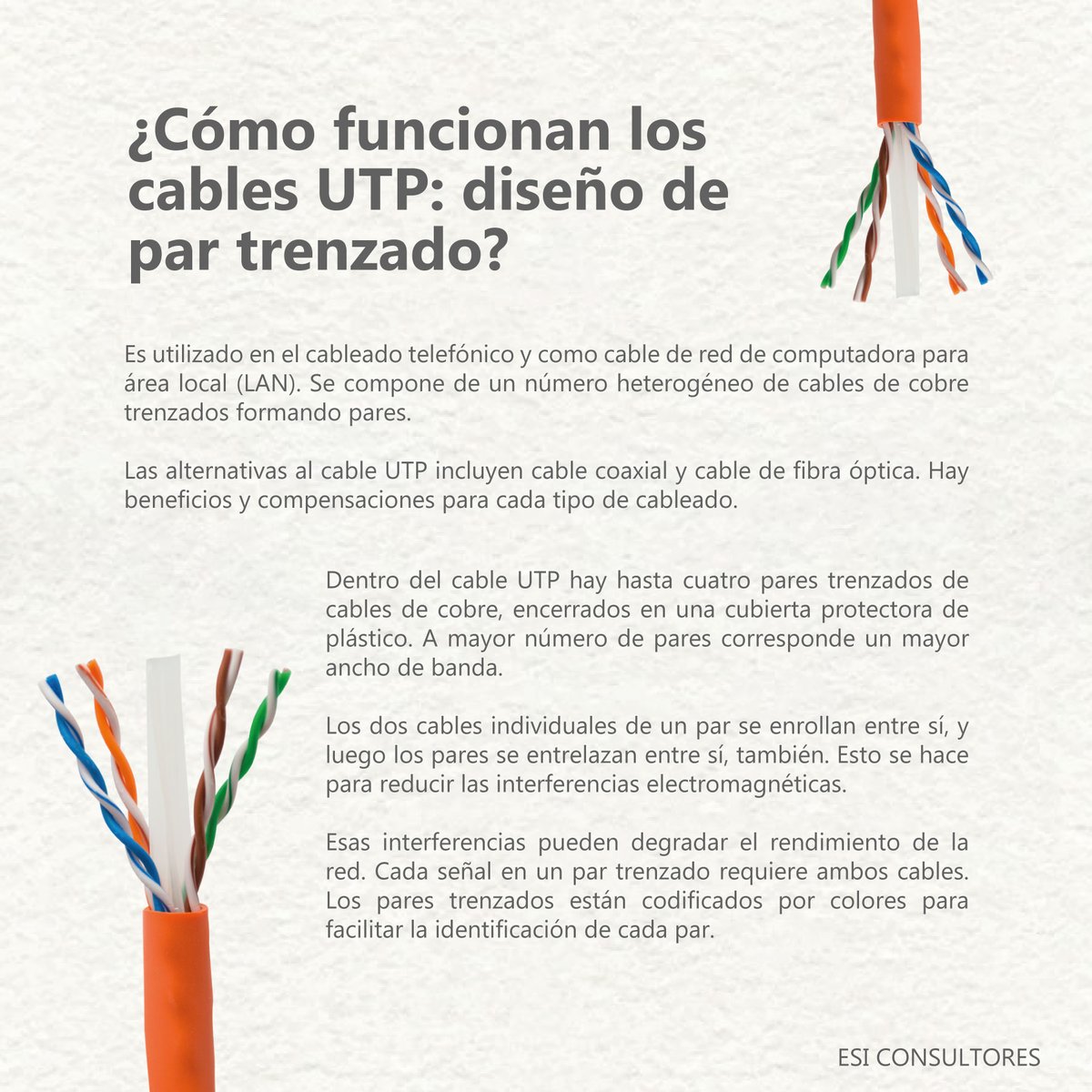 omar_ram101's tweet photo. El cableado de datos UTP suele emplearse en el área de las telecomunicaciones. Se utiliza para crear o montar una red de interconexión de los equipos y dispositivos.

La utilización de un cable eléctrico apropiado permite el óptimo rendimiento de los sistemas informáticos. https://t.co/6plpH6CKER