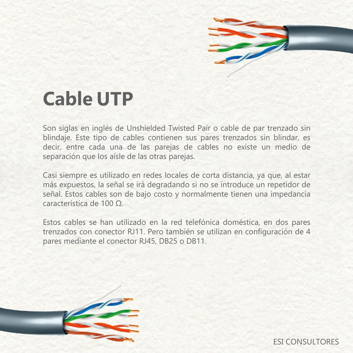 omar_ram101's tweet photo. El cableado de datos UTP suele emplearse en el área de las telecomunicaciones. Se utiliza para crear o montar una red de interconexión de los equipos y dispositivos.

La utilización de un cable eléctrico apropiado permite el óptimo rendimiento de los sistemas informáticos. https://t.co/6plpH6CKER