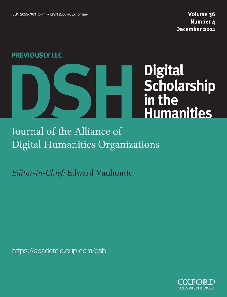 New issue of Digital Scholarship in the Humanities Volume 36 Issue 4 December 2021 academic.oup.com/dsh/issue/36/4 <a href="/OxfordJournals/">Oxford Journals</a> <a href="/eadh_org/">EADH</a>  <a href="/ADHOrg/">ADHO</a> <a href="/ArisXanthos/">Aris Xanthos</a> 
<a href="/rantyben/">Ben Nagy</a> <a href="/DrHelenAONeill/">Dr Helen O'Neill</a> <a href="/DrHelenAONeill/">Dr Helen O'Neill</a>