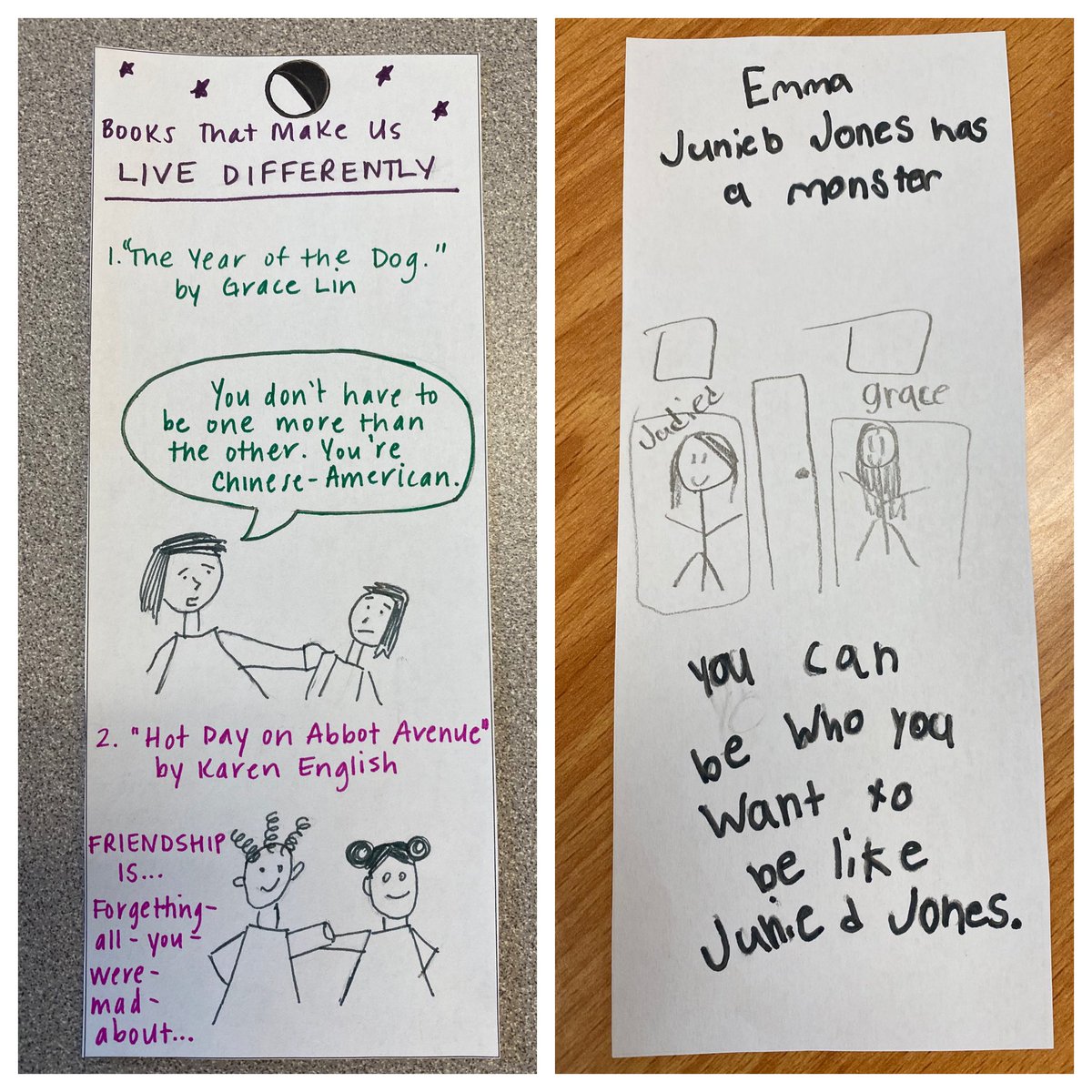 Yesterday we discussed how readers can build their values &amp; identities through the books they read &amp; the importance of carrying meaningful lines, ideas, or characters with us forever. These bookmarks turned out pretty powerful! 📚💡<a href="/jslearning/">Jeanine Sofield</a> <a href="/24Kath/">Kathy Connolly</a> <a href="/CZawatson/">Cristine Zawatson</a> @LorraineRadice1