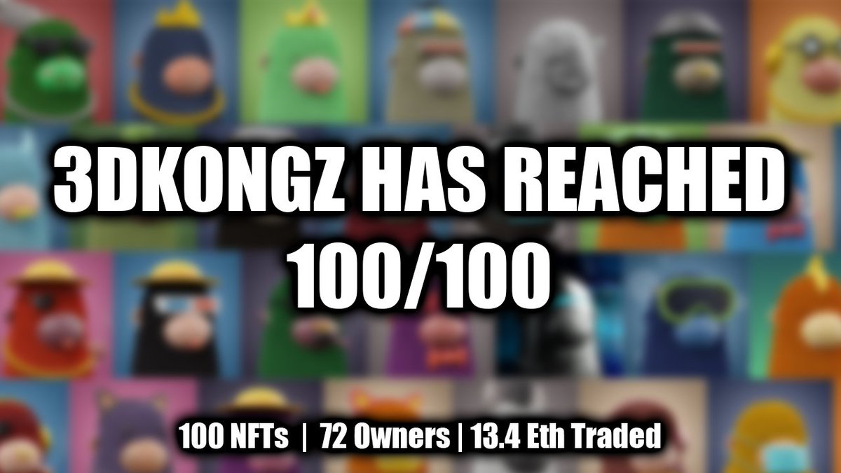 FineGolem's tweet photo. 🚀🦍3DKongz finally reached 100 items and is now a complete collection. Thank you so much to everyone who supported this journey. Now go break that secondary market while we start working on our next project!

🌊https://t.co/YnUpyMCkxX

#NFT #NFTs #nftcollector #NFTcollectibles https://t.co/FuAitAD62v