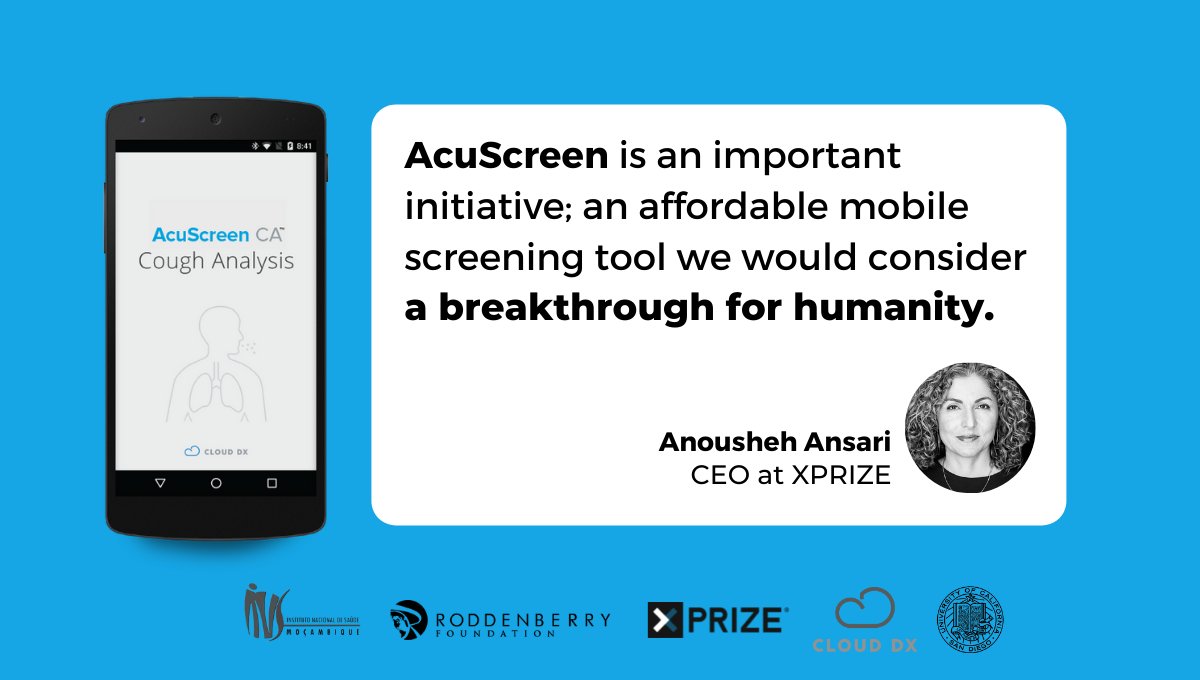 CloudDX's tweet photo. "A Breakthrough for humanity," says @AnoushehAnsari . Clinical trial led by Celso Khosa shows opportunity to use #AcuScreen in the fight against #Tuberculosis. AcuScreen is part of our winning #Tricorder #XPRIZE tech, Vitaliti. 

https://t.co/JJFyE4pg41

$CDX $CDXFF

#MedTech https://t.co/AikJU5AYeQ