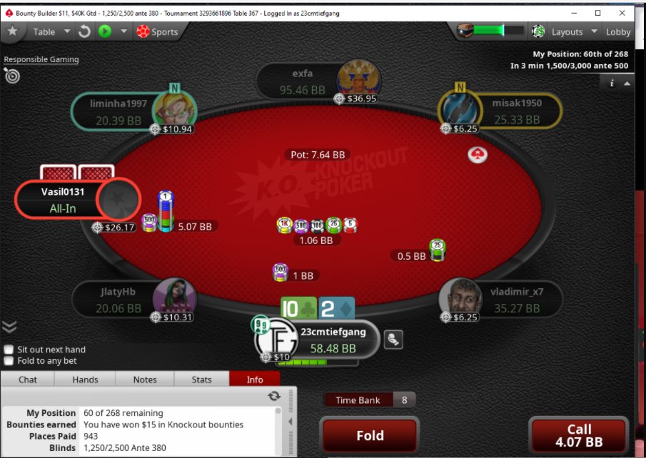 23cmtiefgang's tweet photo. mein letztes turnier vor dem #Grindlive Wochenende und wieder einen run erwischt im 11er BB und ein mega bounty mit Clowncontent hahaha https://t.co/iQYh6TcJuu