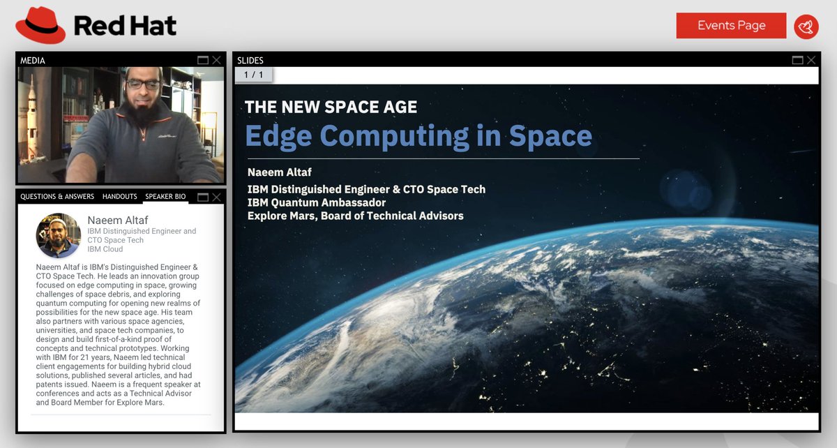 Lahorite's tweet photo. NASA Launch and Learn #Webinar
#EdgeComputing #RedHat #OpenShift #EdgeComputingInSpace 
@RedHat @IBM @IBMcloud @IBMDeveloper @redhatopen https://t.co/lFc4Fu8GOO