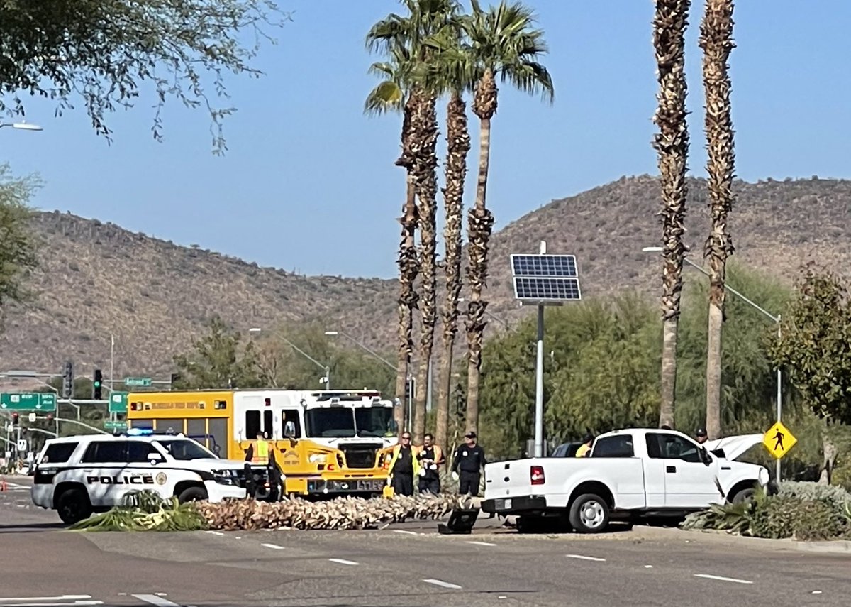 rebilasphoto's tweet photo. 59th ave by my house is shutdown due to a downed palm tree from a car accidentβ¦ #azproblems π΄π₯π» https://t.co/Z4HiJtNkbw