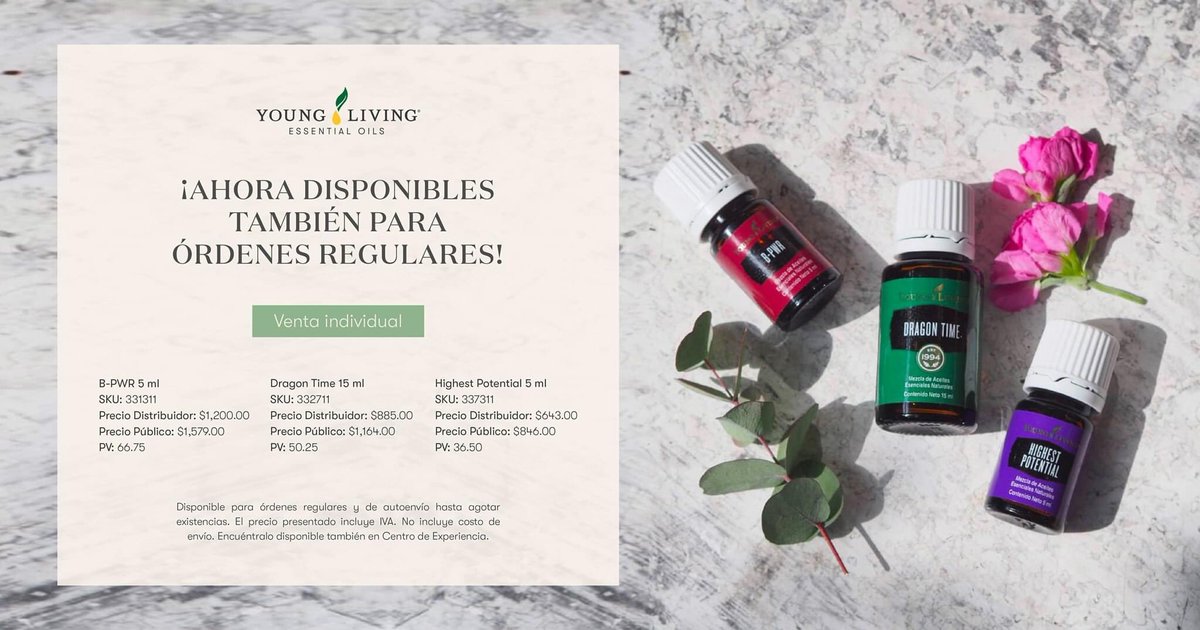 YoungLivingMx's tweet photo. Highest Potential, Dragon Time y B-PWR, ¡ahora disponibles también para órdenes regulares!🤩🙌

Encuentra tu equilibrio con Dragon Time, siéntete enfocada/o con B-PWR y alcanza tu máximo potencial con Highest Potential. ✨

¡Disfruta de sus increíbles propiedades y aromas! 🌿 https://t.co/gidTgdKhfi