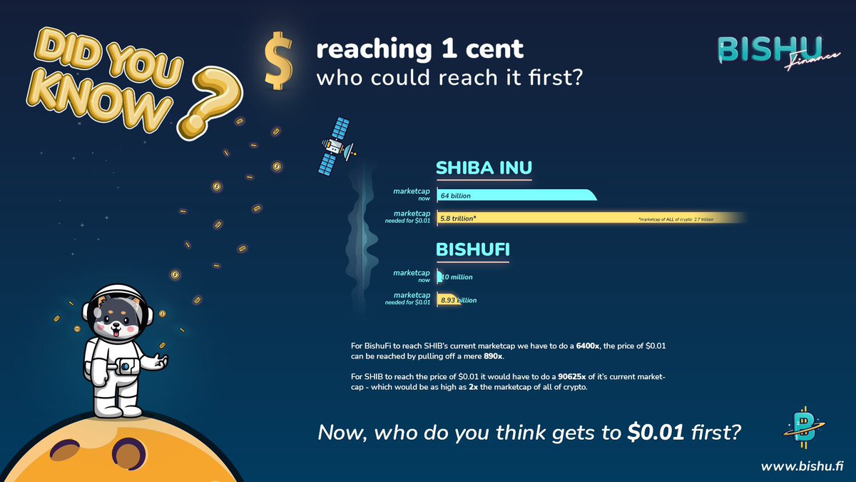 AntonChuraman's tweet photo. @Miiiillan @WildRock16 Lazy investors miss out. Those with foresight read study and chart. #Bishufi has the #Tokenomics #Defi and lowest #Mcap to take #TooDog Invest with intent not hype https://t.co/8hTP2LDjUo