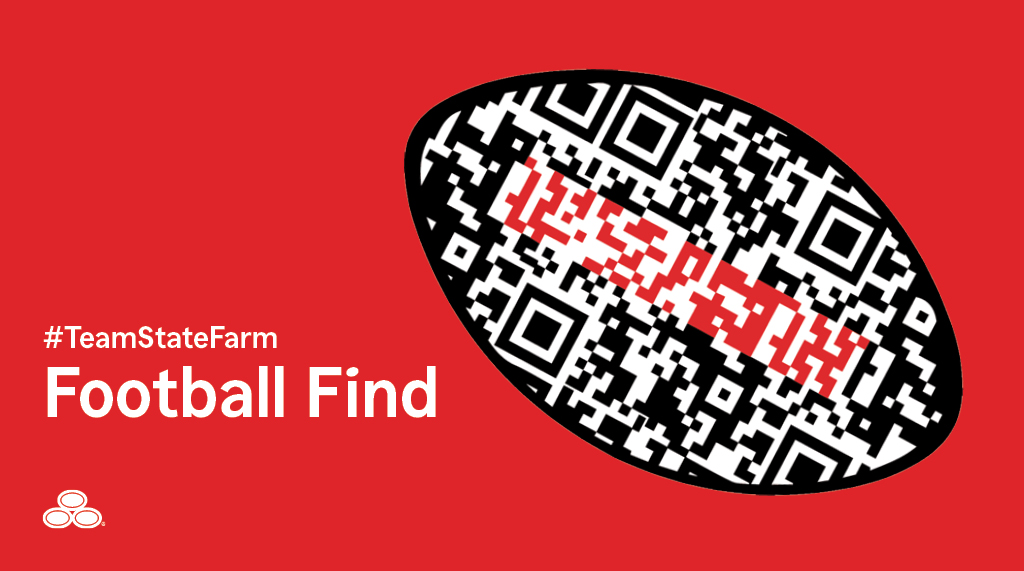 DCurryStateFarm's tweet photo. The #TeamStateFarm Football Find digital scavenger hunt has arrived. Look for digital footballs in your neighborhood and capture them on your smart phone. Redeem them for exclusive autographed prizes from @StateFarm and much more. https://t.co/AynIHyvUpk https://t.co/Ow15KVzXSr