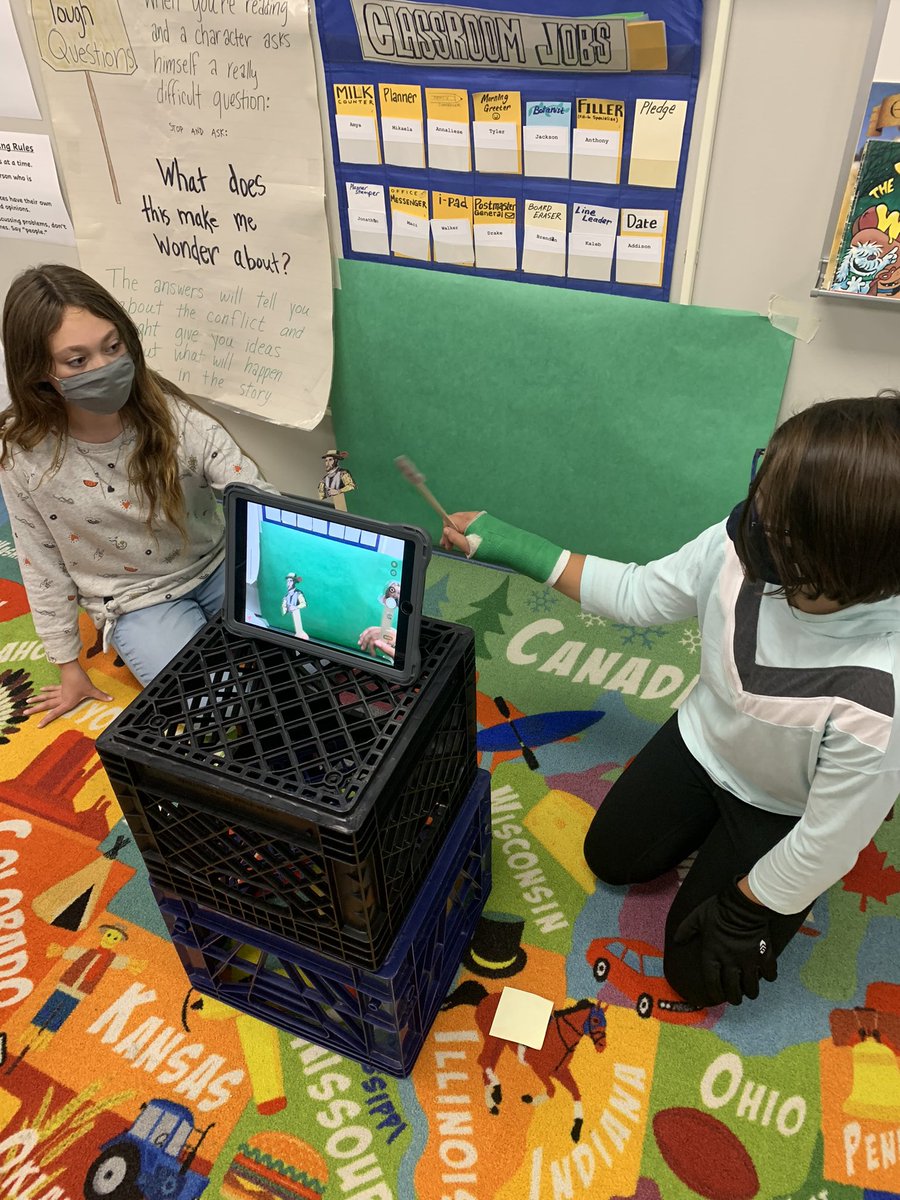 DiscoDrew13's tweet photo. Using green screen to create Age of Exploration interviews on iMovie. Students had fun! #DCE2020 #DCEpride https://t.co/WcdxZeGhfZ