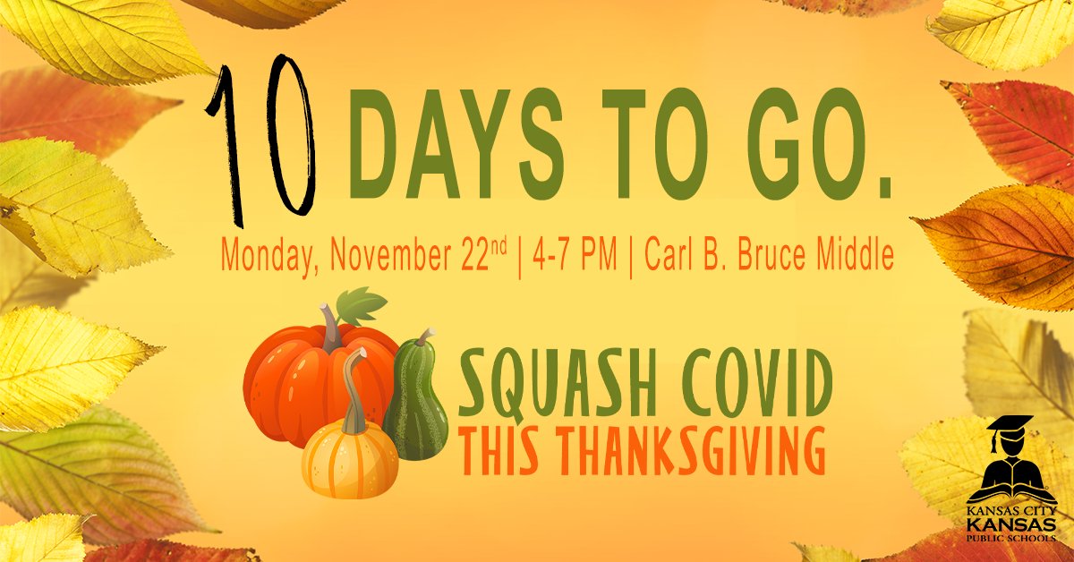 We are only 10 days away from the Squash Covid This Thanksgiving Vaccine Event.

🦃: Covid-19 Tests &amp; Vaccines ​
🦃: Free Turkeys for those who get vaccinated
🦃: Thanksgiving sides for those who get tested 
🦃: Event also includes: cash prizes, food trucks, and giveaways