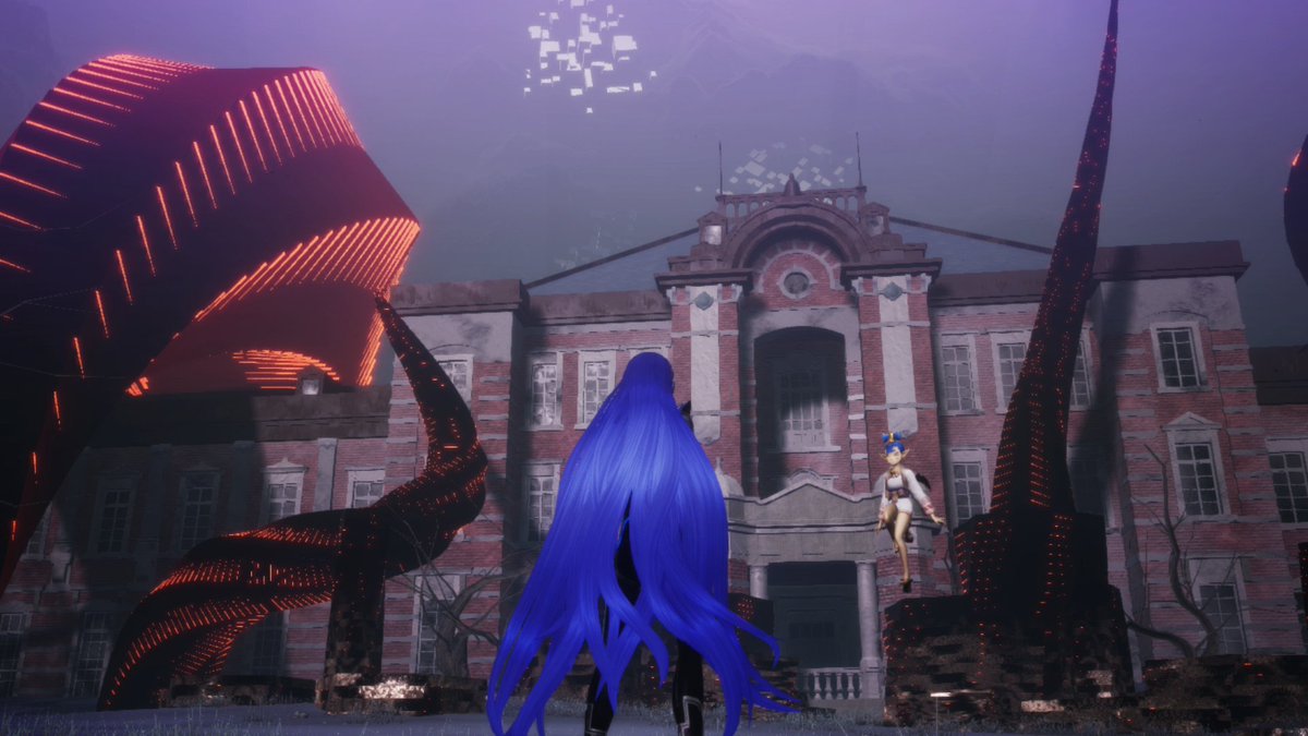 NintendoAmerica's tweet photo. Post-apocalyptic Tokyo, now known as Da’at, serves as the backdrop for the Nahobino’s journey to forge his own path and dictate the fate of the world in Shin Megami Tensei V.

What familiar locations might you find scattered around Da’at? #SMT5 https://t.co/0g169R8ElD