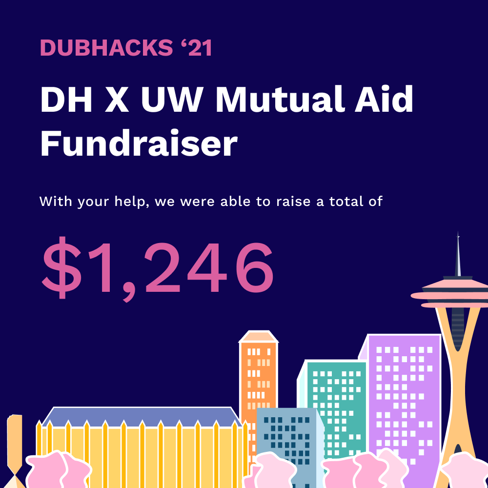 DubHacks's tweet photo. 💜We're excited to share that with everyone's generous donations and DubHacks matching all donations, we have raised a total of $1,246 for @uwmutualaid. Thank you for supporting BIPOC, LGBTQ+, disabled, undocumented, and/or first-generation students across all 3 UW campuses. https://t.co/hfVLx3hEBP