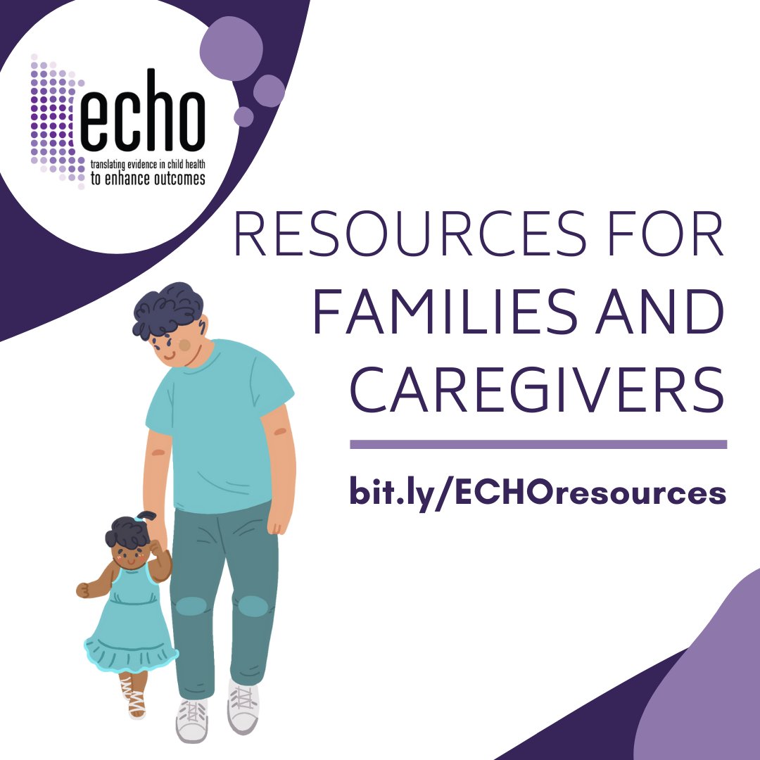 Are you a parent or caregiver looking for reliable health information? We work directly with parents and healthcare providers to develop all of our resources and tools, using the best available research. 

Find them at bit.ly/ECHOresources 

<a href="/TREKKca/">TREKK</a> <a href="/arche4evidence/">ARCHE</a>