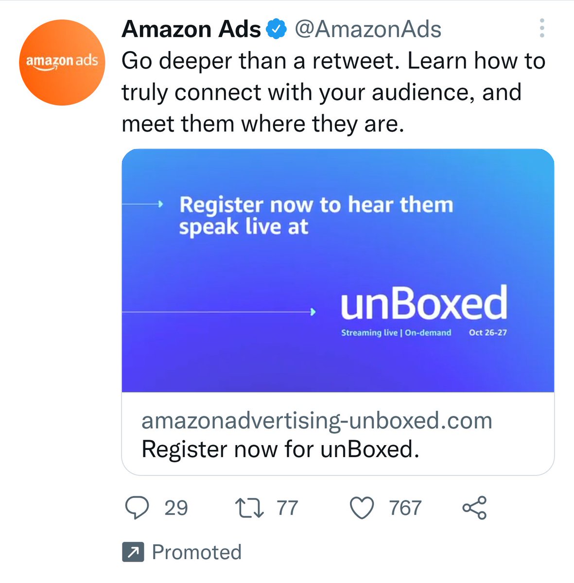 Arturo_P_A's tweet photo. Amazon Ads criticises poor Twitter ads reach by paying Twitter promoted tweets.
I've seen it all.
#adception https://t.co/wVMKBpTim5