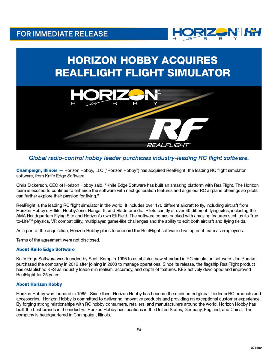 Horizon_Hobby's tweet photo. Welcome to the family, @RealFlightRCSim!
#horizonhobby #realflight #simulator #WelcomeToTheFamily https://t.co/x5MeHgEE9J