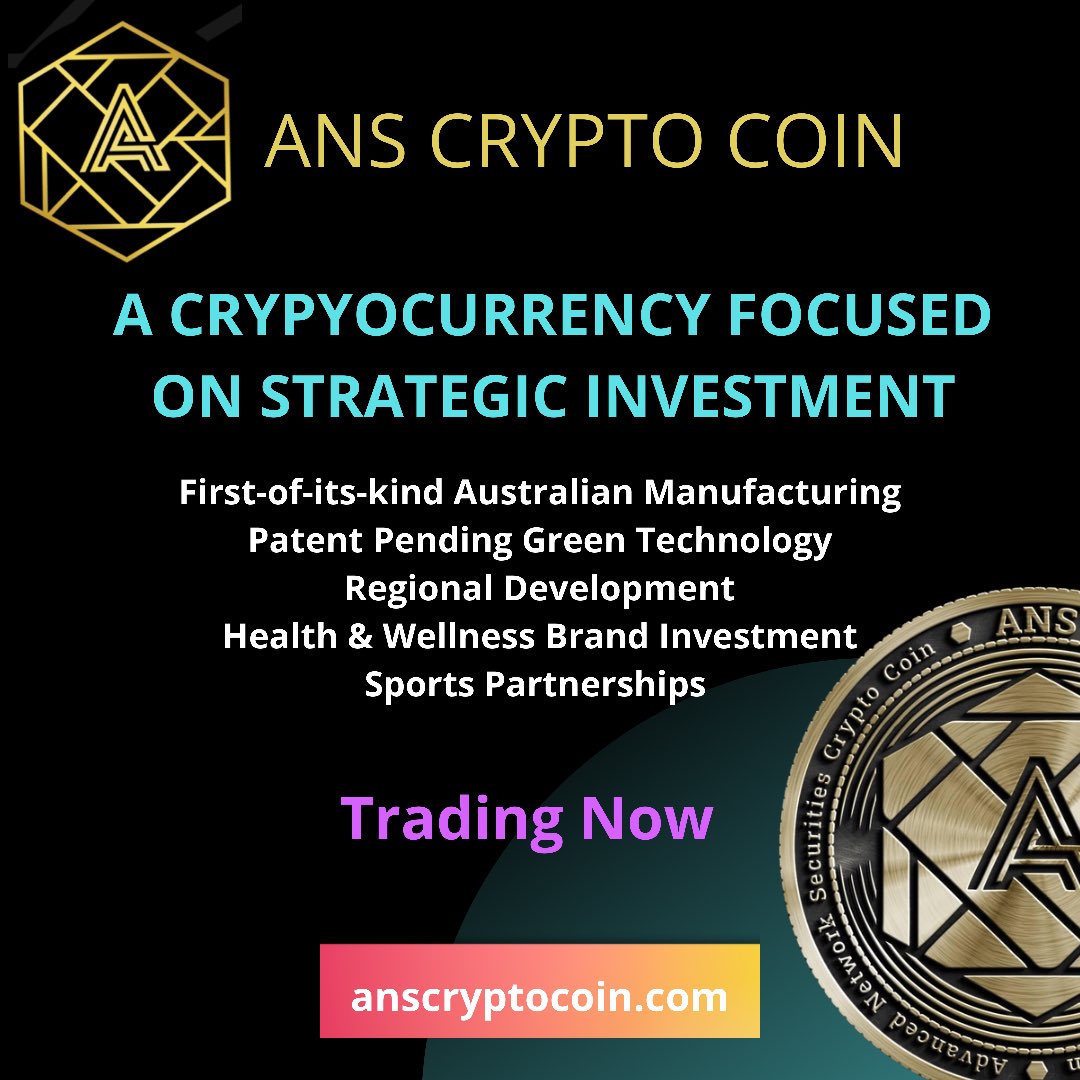 CoinAns's tweet photo. ANS CRYPTO COIN. A Cryptocurrency focused on Strategic Investment
#anscryptocoin #thecryptoasset #anscoin #strategic #investment #assets #projects #australiainvestment #manufacturing #development #health #wellness #greentech #sports #partnership #patentpending #innovation #asset https://t.co/tqrP9s4agl