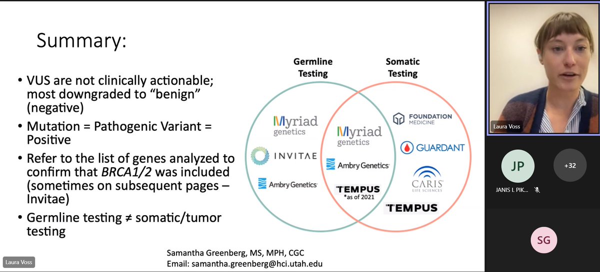 SGreenbergGC's tweet photo. It's #GCAwarenessDay ! Today @uugpgc student Laura taught cancer registrars the nuances of #genetictesting abstraction as they navigate the evolving world of somatic/germline/paired testing. 

TLDR: GCs help move health forward in SO many ways, in clinic and out. #GCchat https://t.co/rHMxiaDoeo