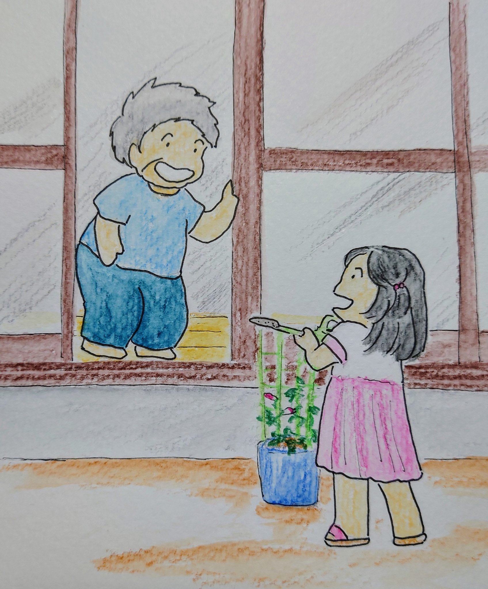 ケーコロ 今日は祖父母との交流 いい孫の日だそうです ウチは親と同居なので 子供たちが小さい時は何かと おばあちゃ ん と親よりばあちゃんだったような 再掲 イラスト ゆるいイラスト いい孫の日 孫 家族 おばあちゃん