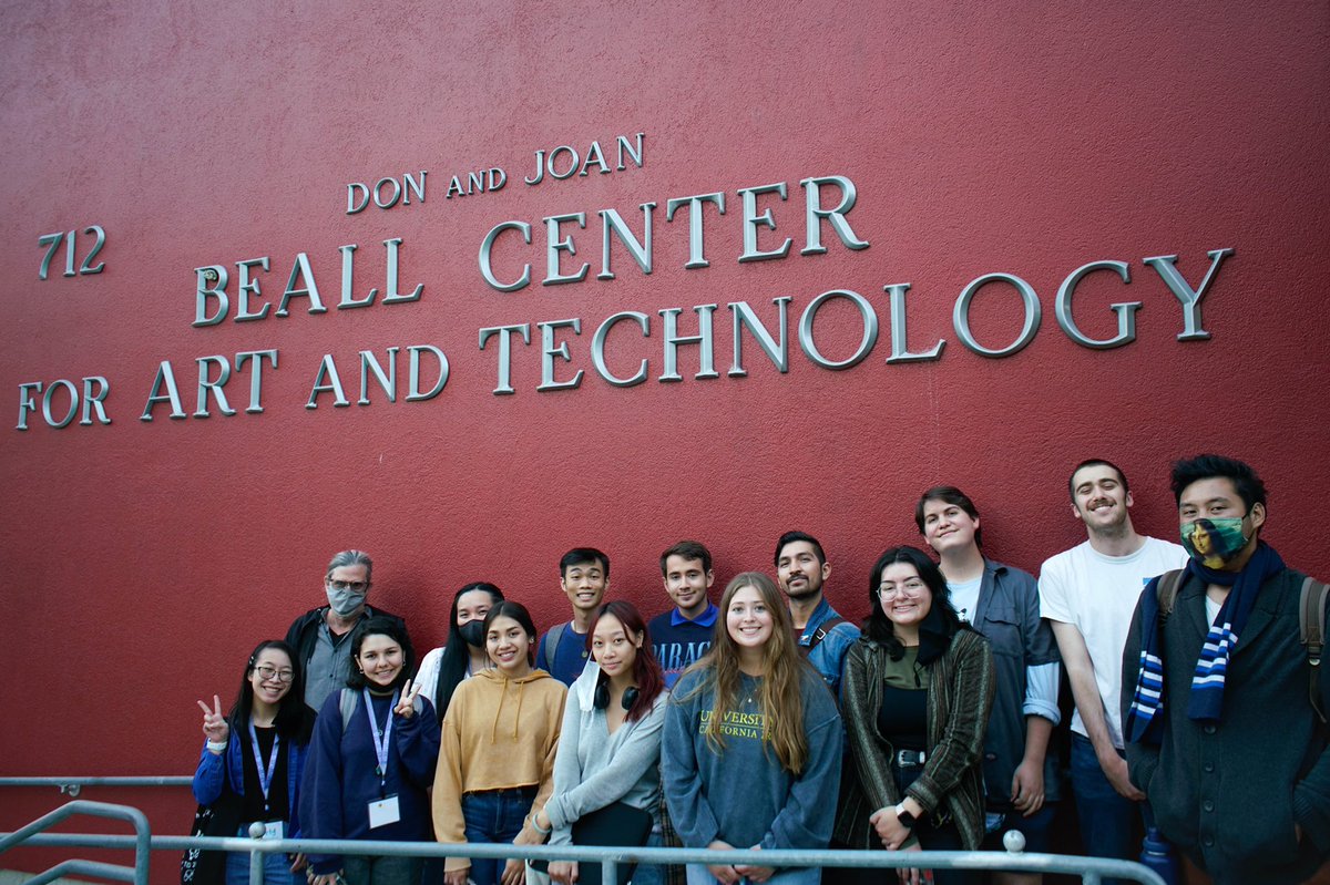 UCIBeallCenter's tweet photo. Amazing turnout for the Art History Undergraduate Association's tour of Ian Ingram's retrospective! Gallery tours are available during operational hours from 12pm-6pm, Mondays to Saturdays. #ianingram #roboticart #artandtechnology #CTSA #UCI https://t.co/S9Z5zWOVAE