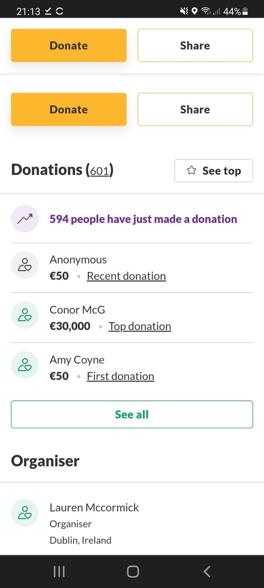 <a href="/TheNotoriousMMA/">Conor McGregor</a> Omg pal you are a legend, this is going to help the family so much thank you so much you are insane!!! <a href="/TheNotoriousMMA/">Conor McGregor</a> !! Champion in every way pal!