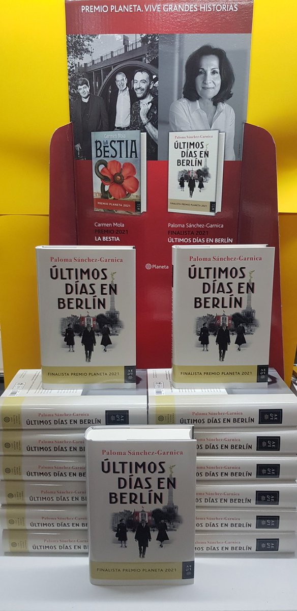 Desde hoy ya a la venta los ganadores y finalista del <a href="/premioplaneta/">Prêmio Planeta Casa</a> 🥇🥈📕📙! Dos fantásticas novelas que, estamos seguros, os engancharán desde la primera página:
🥇"La bestia" de Carmen Mola.
🥈"Últimos días en Berlín" de Paloma Sánchez-Garnica.
#PremioPlaneta2021