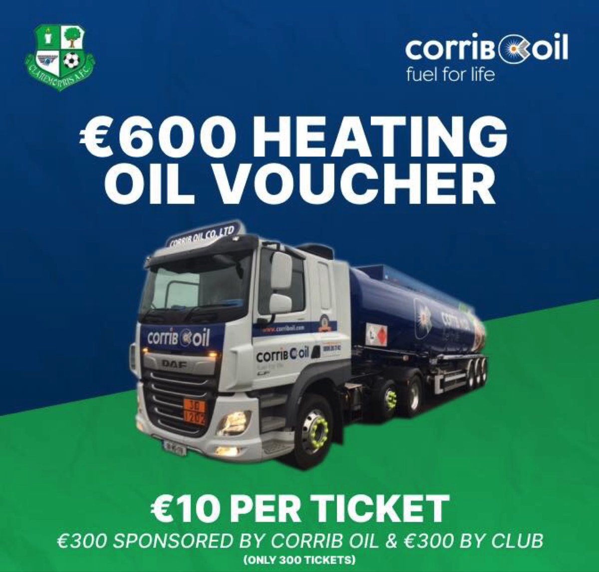 Claremorris AFC on Twitter:  Winter is really nipping at our heels this  week, how good would a fill of Heating Oil be for just €10…. Support your  local football Club to be in to Win a €600 Corrib Oil voucher for just €10.  ** ONLY 300 TICKETS AVAILABLE ...